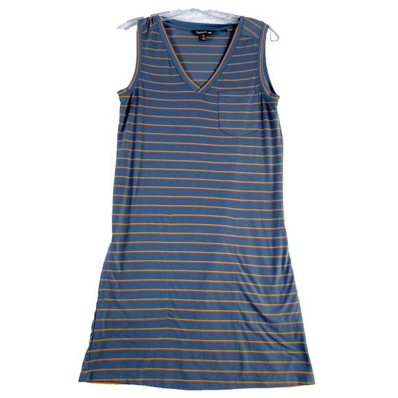 Toad & Co.‎ Tank Midi Dress Sz XS Orange Blue Striped Beachy Coastal Lightweight - Picture 2 of 10